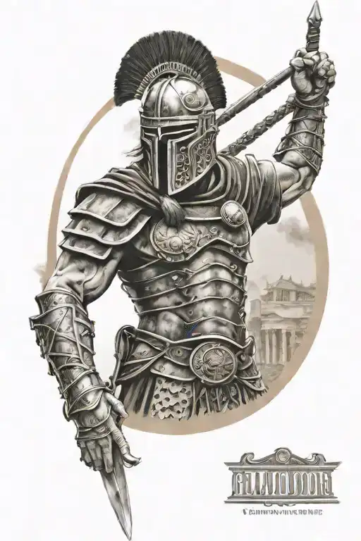 gladiator head surrounded by coliseum  tattoo design idea