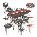 add 1of1 in red writing  tattoo design idea