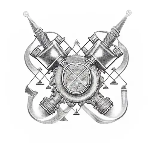 Legal scales of justice intertwined with a motorcycle chain tattoo design idea