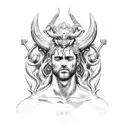 Perseus holding Poseidon's head tattoo design idea