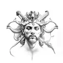 Perseus holding Poseidon's head tattoo design idea