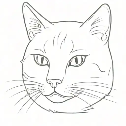 cat with human eyebrows white a zipped mouth tattoo design idea