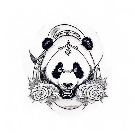 panda samurai tattoo design idea