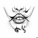 A new-school design featuring colorful lips with musical notes as the lipstick tattoo design idea