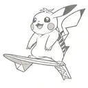 pikachu surfing tattoo design idea