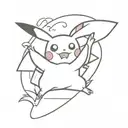pikachu surfing tattoo design idea