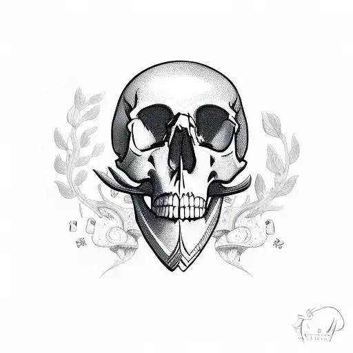 skull with mushrooms  tattoo design idea