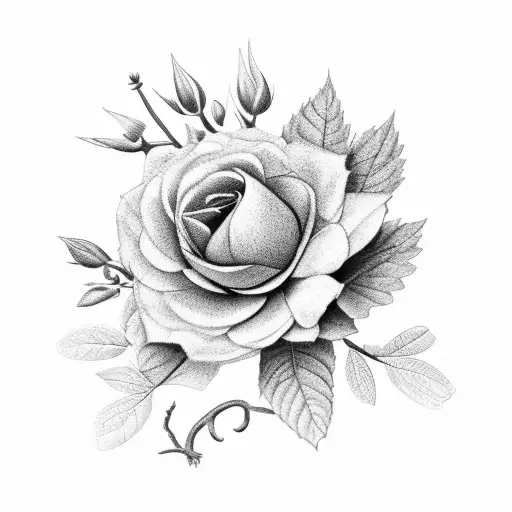 A black-grey tattoo of a botanical illustration featuring various plants and flowers found in nature tattoo design idea