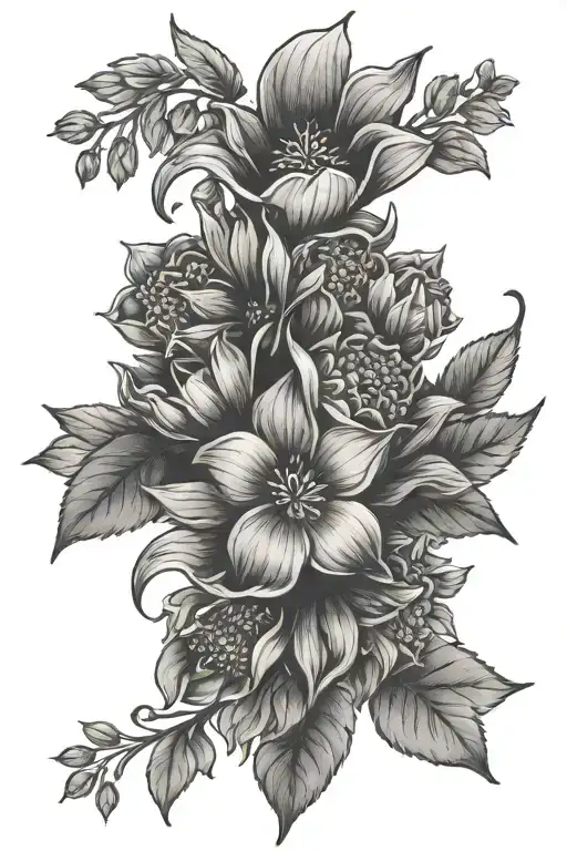 Massachusetts Virginia Texas flowers blooming tattoo design idea