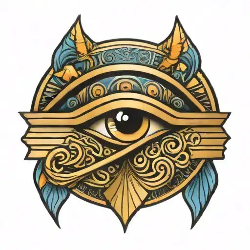 Egyptian eye symbol integrated Carson Jake III tattoo design idea