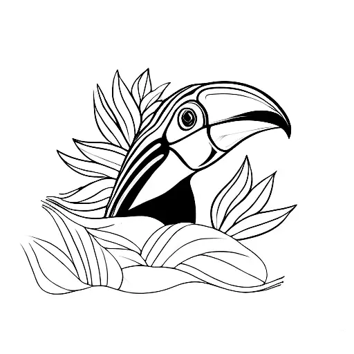 toco toucan with colored beak tattoo design idea