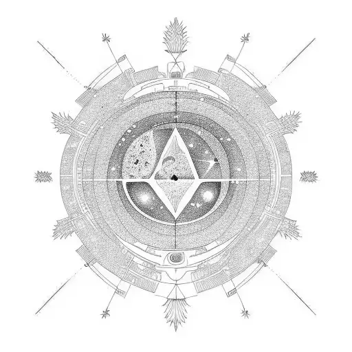 astronomy tree tecnology tattoo design idea