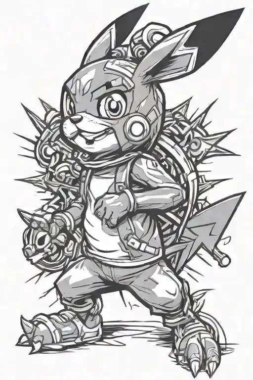 pikachu attackin sonic tattoo design idea