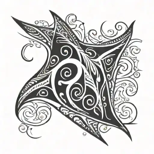manta ray swimming tattoo design idea