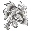 2 fish 1 hook tattoo design idea