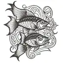 2 fish 1 hook tattoo design idea