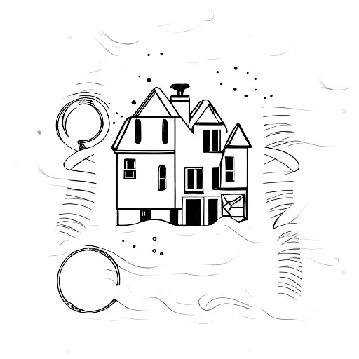 tattoo of a house minimalistic with the number 19 in it tattoo design idea
