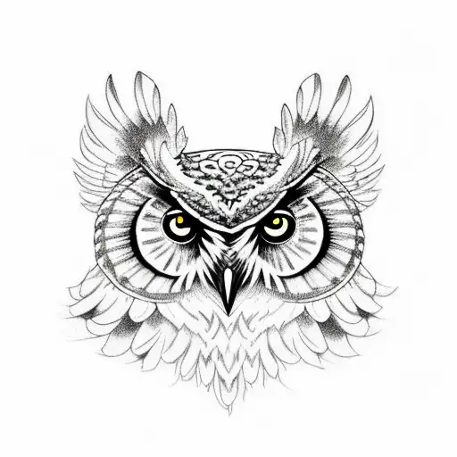 owl, mythology and death tattoo design idea