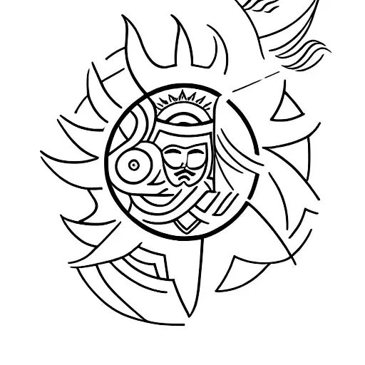 greek sun tattoo design idea