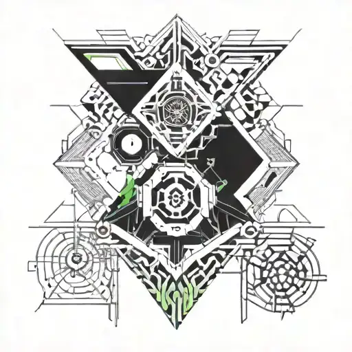 Design a full beck and chest simetric geometric cyber future forms  tattoo design idea