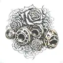 brass knuckles with a rosa de los in the middle tattoo design idea