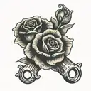 brass knuckles with a rose in the middle tattoo design idea