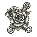brass knuckles with a rose in the middle tattoo design idea