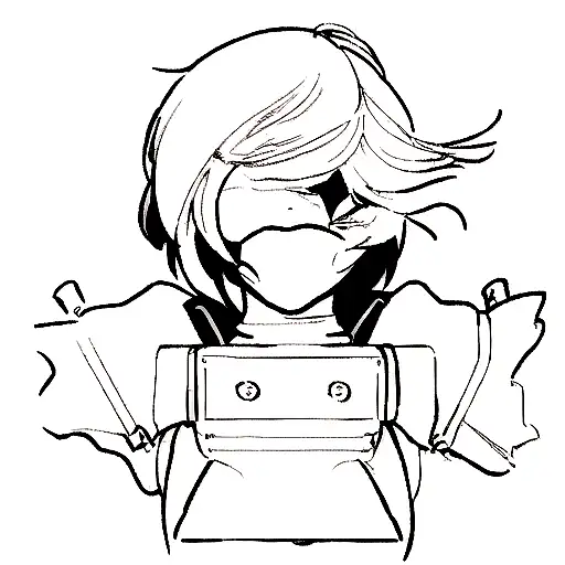 2b from nier automata in attack pos tattoo design idea