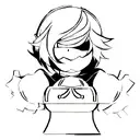 2b from nier automata in attack pos tattoo design idea