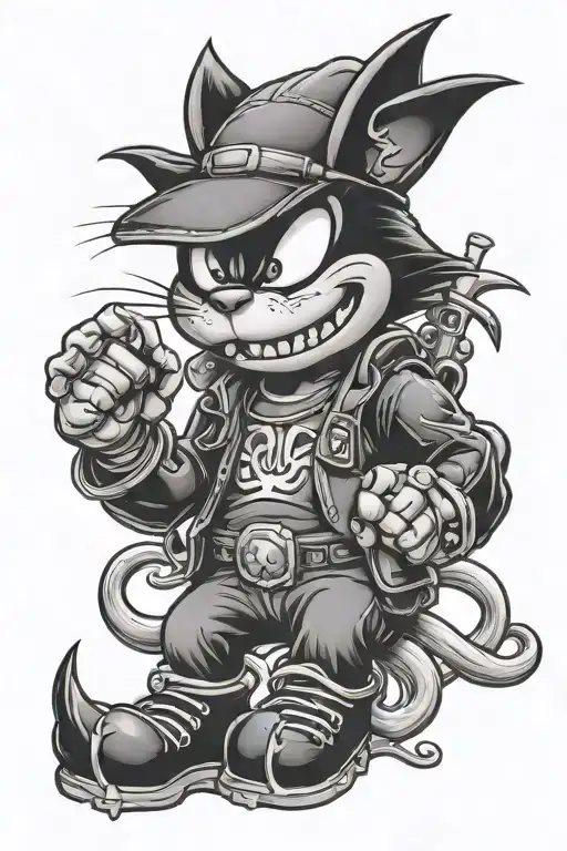 felix the cat cholo demons tattoo design idea