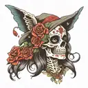 skeleton Gypsy tattoo design idea