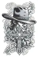 cross and cowboy hat tattoo design idea