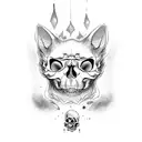 skull cat tattoo design idea