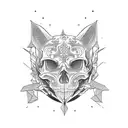 skull cat tattoo design idea