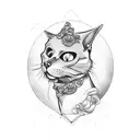 skull cat tattoo design idea