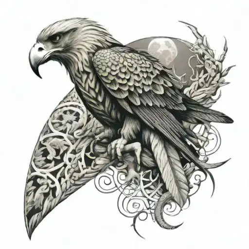 leg sleeve - wedge tail eagle, moon, king cobra & 2 eastern brown snakes, tiger, horse & monkey.  tattoo design idea