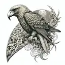 leg sleeve - wedge tail eagle, moon, king cobra & 2 eastern brown snakes, tiger, horse & monkey.  tattoo design idea