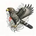 a hawk with wings spread wide with in one wing the turkish flag and the other wing the flag of bonaire tattoo design idea