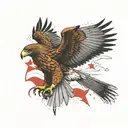 a hawk with wings spread wide with in one wing the turkish flag and the other wing the flag of bonaire tattoo design idea