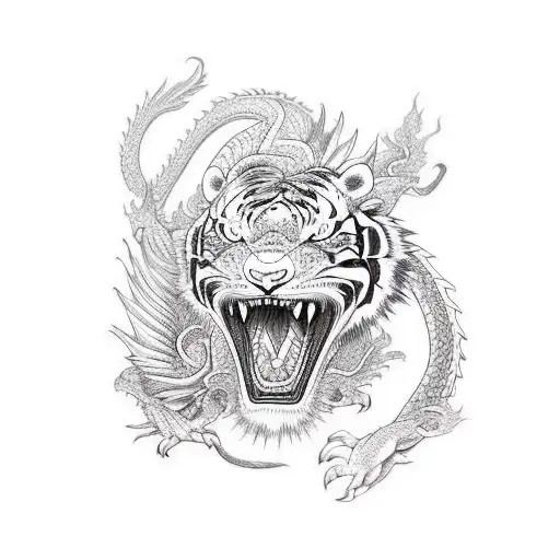 Dragon and tiger tattoo design idea