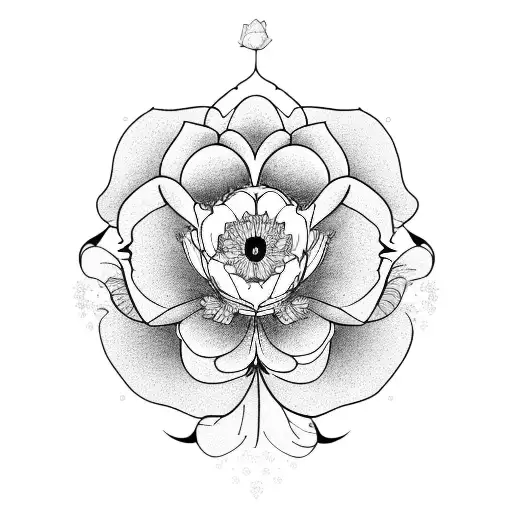 geranium, cherry blossom, roses, lotus, aster, cosmos, camellia and narcissus flower tattoo design idea