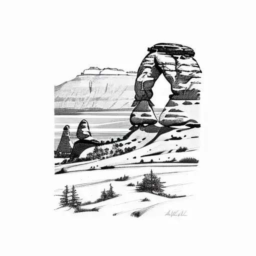 delicate arch tattoo design idea