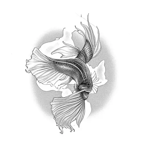 betta fish swimming small fins tattoo design idea