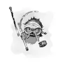 straw hat jolly roger with lightsaber and tenth doctor's sonic screwdriver tattoo design idea