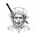 straw hat jolly roger with lightsaber and tenth doctor's sonic screwdriver tattoo design idea