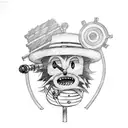 straw hat jolly roger with lightsaber and tenth doctor's sonic screwdriver tattoo design idea