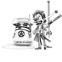 straw hat jolly roger with lightsaber and tenth doctor's sonic screwdriver tattoo design idea