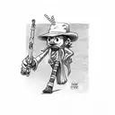 straw hat jolly roger with lightsaber and tenth doctor's sonic screwdriver tattoo design idea