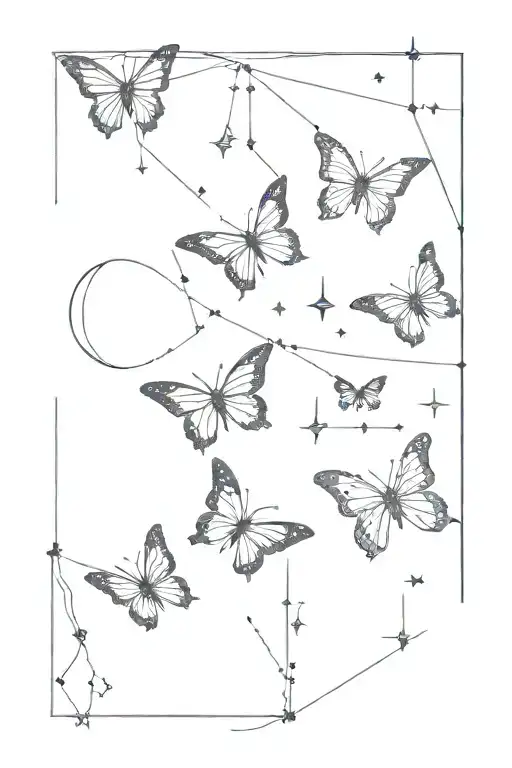 butterflies and sagittarius constellation  tattoo design idea