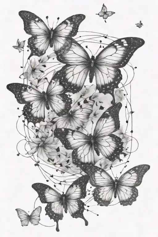 butterflies and sagittarius constellation  tattoo design idea
